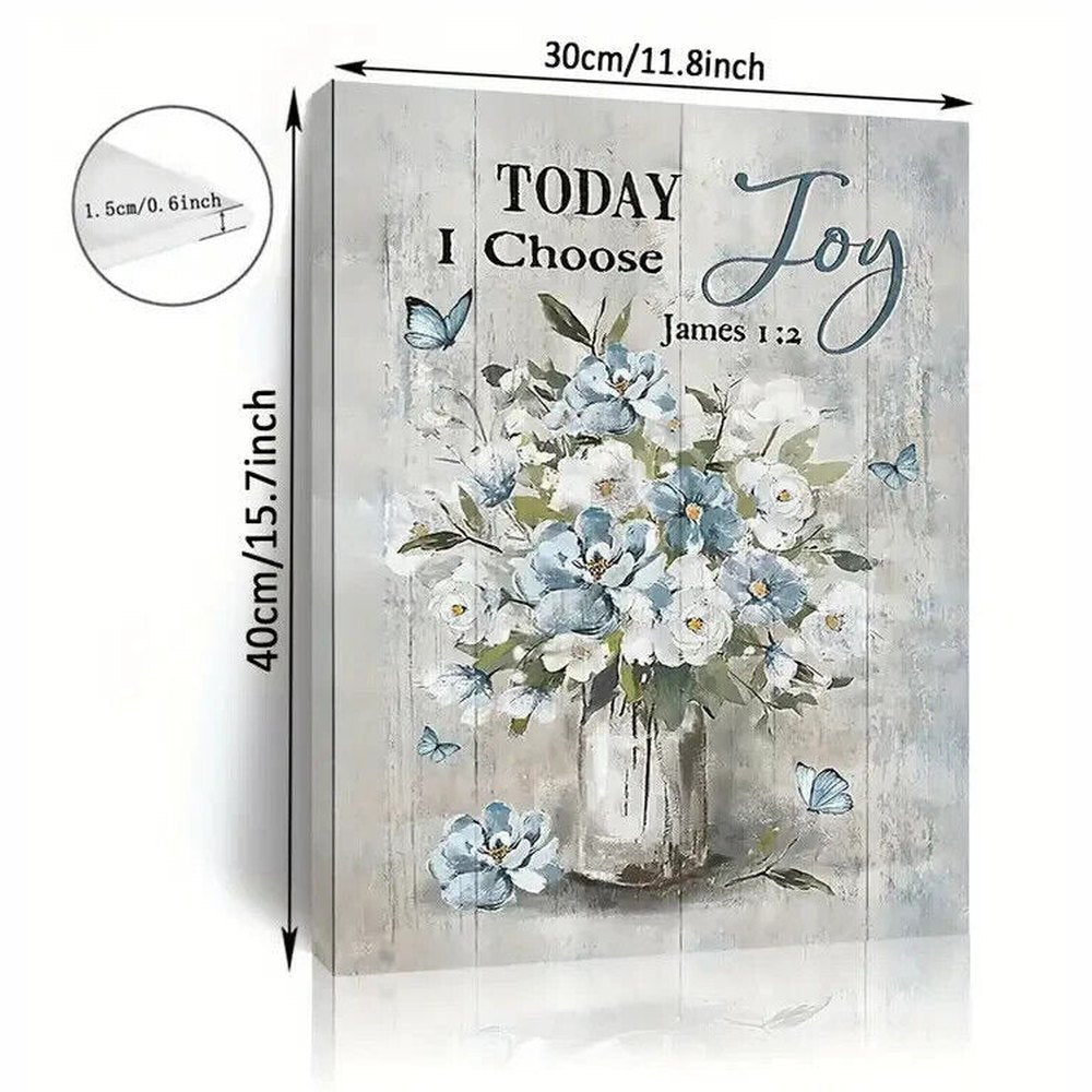 Today I Choose Joy Flower Bouquet Canvas Print Framed 11.8" x 15.7" Wall Art Home & Garden:Home Décor:Posters & Prints Style Your Walls